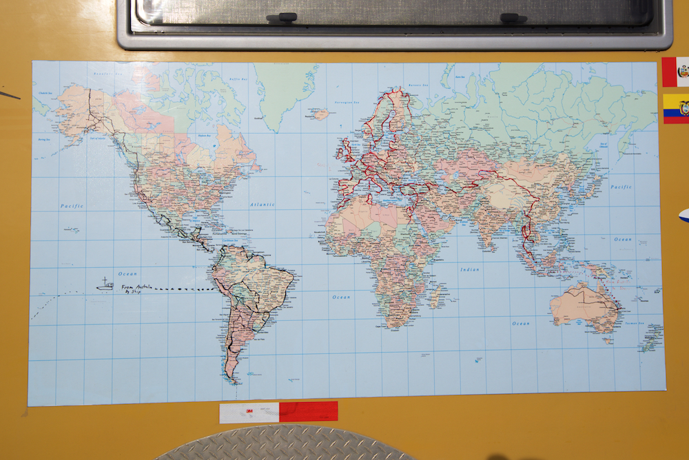 There was some extremely impressive overland travel maps on the side of some rigs! This map represents a 14yr, about 3 months a year, journey by an Australian couple driving a custom FUSO based expedition camper.