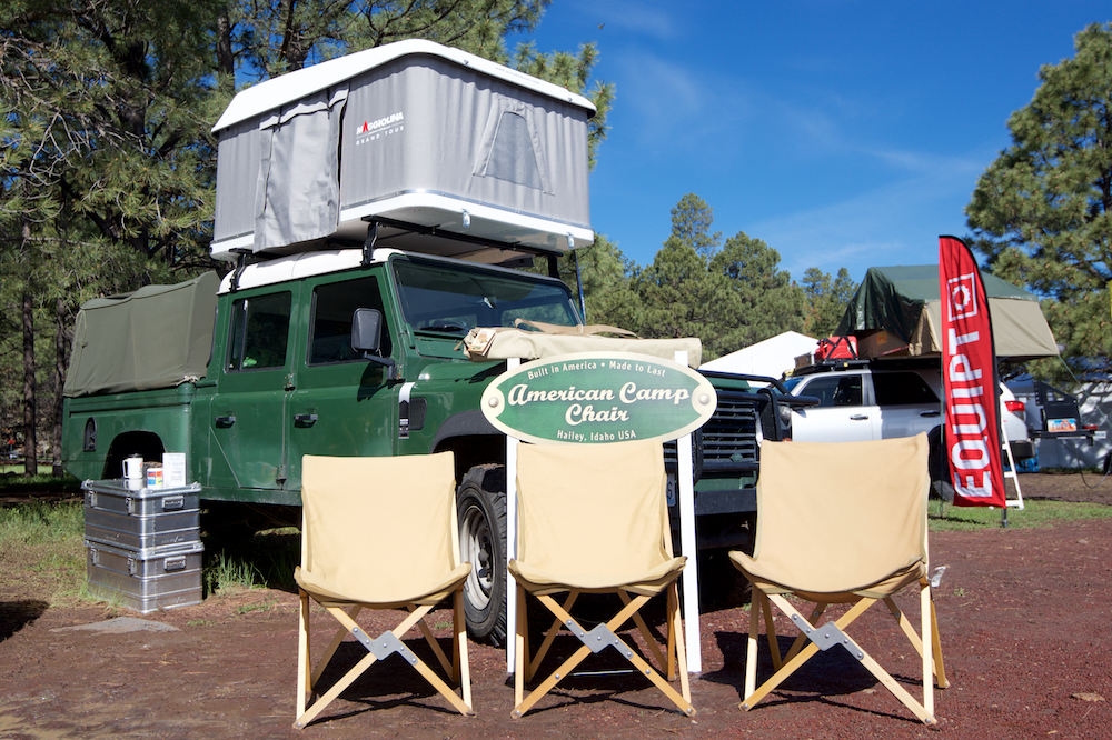 The quality American Camp Chair is distributed by AutoHome US and was displayed with Defenders NW D130.