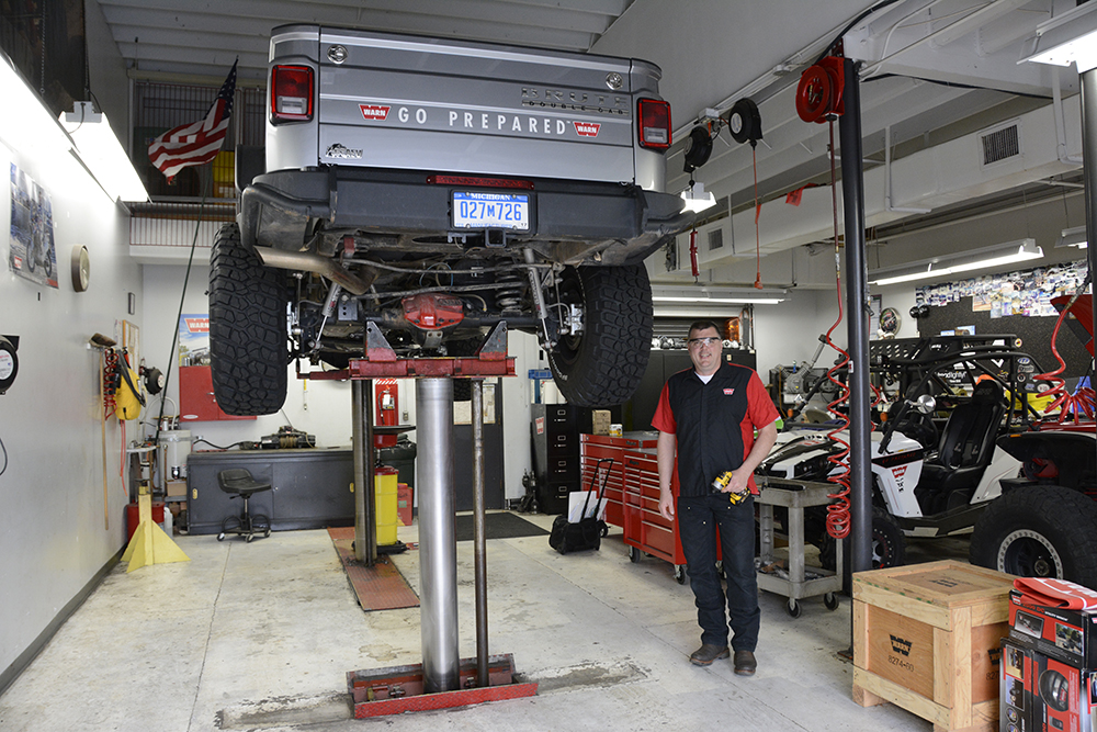 WARN maintains a fleet of vehicles available to test prototype equipment, and to take to trade shows. Chad Schroll, WARN’s System Technician, looks after these vehicles, making sure they are “show ready.” 